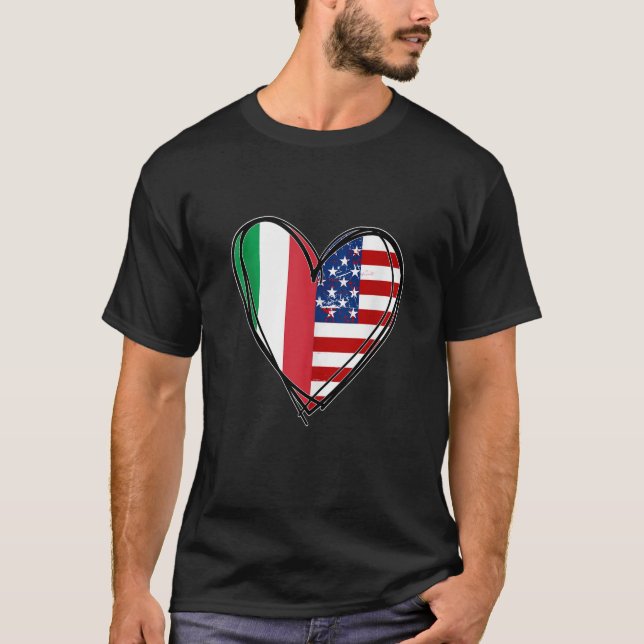 Proud to Be Italian American Cool Italy USA Flag H T Shirt (Framsida)