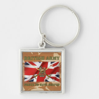 Proud to have served......UK Fyrkantig Silverfärgad Nyckelring