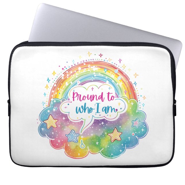Proud to Who I Am Rainbow Art Self Love Pride Gift Laptop Fodral (Framsidan)