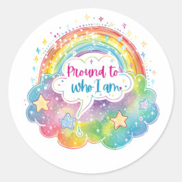Proud to Who I Am Rainbow Art Self Love Pride Gift Runt Klistermärke