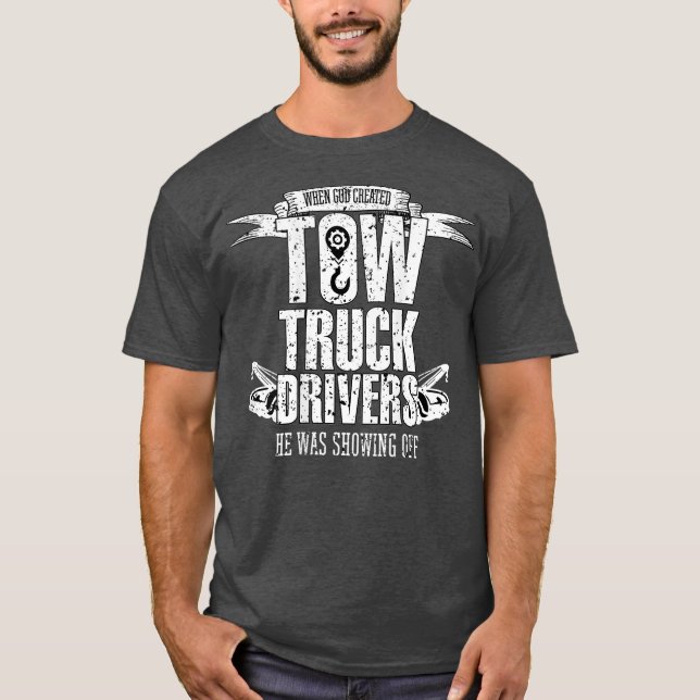 Proud Tow Lastbil-drivrutiner T Shirt (Framsida)