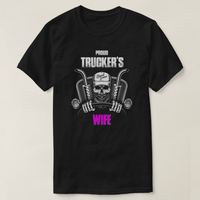 Proud Truckers fru Patriotic Lastbil Driver Ameri T Shirt (Design framsida)