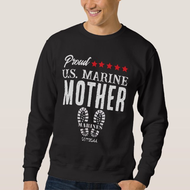 Proud U.S. Marine Customized Military T-Shirt Lång Ärmad Tröja (Framsida)