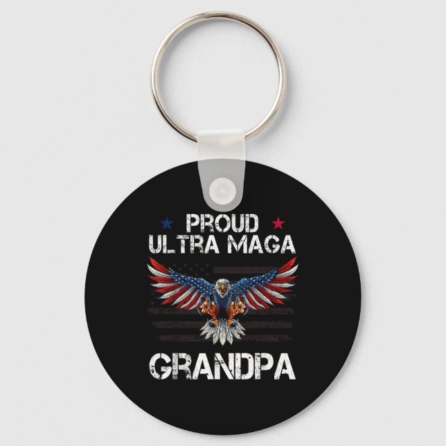 Proud Ultra Grandpa Gifts for Grandpa Eagle USA Fl Nyckelring (Framsida)