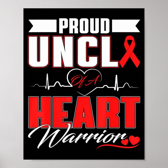 Proud Uncle Of A Heart Warrior Heart Disease Aware Poster (Framsidan)