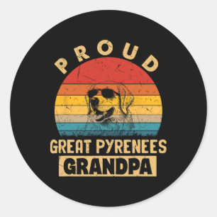Proud Underbar Pyrenées Grandpa Hund Gifts Funny G Runt Klistermärke