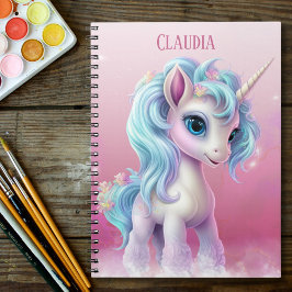 Proud Unicorn rödrosa himlar, moln och stjärnor oc Anteckningsbok