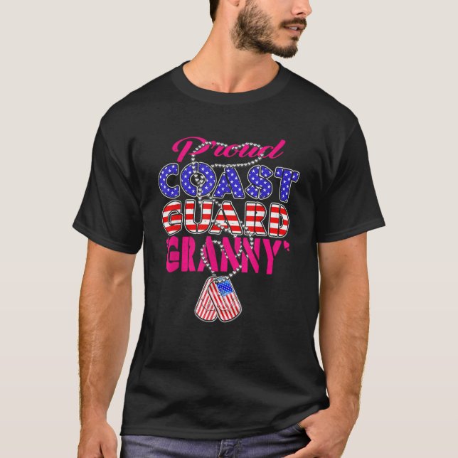 Proud US Kusten Guard Granny Hundbrickors Militär  T Shirt (Framsida)
