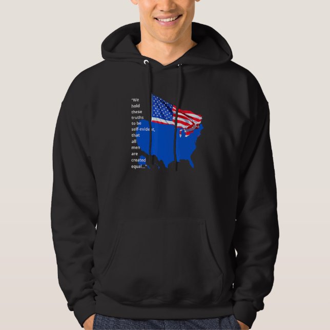 Proud US Land Flagga Alla skapat jämlikhet H Hoodie (Framsida)