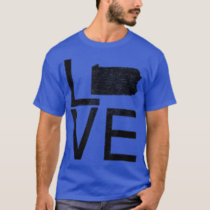 Proud USA Fläkt-staten Pennsylvania KÄRLEK Karta P T Shirt