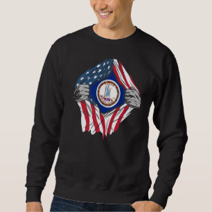 Proud Usa Home Land Patriotic Home Statlig flagga Lång Ärmad Tröja