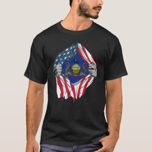 Proud Usa Home Land Patriotic Statlig flagga Penns T Shirt