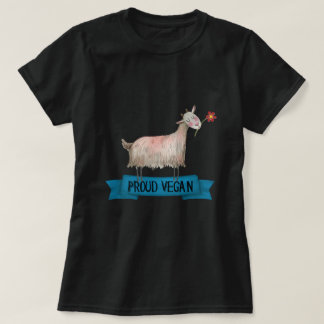 Proud Vegan Cute Goat med blombild T Shirt