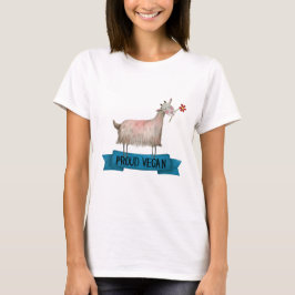 Proud Vegan Cute Goat med blombild T Shirt