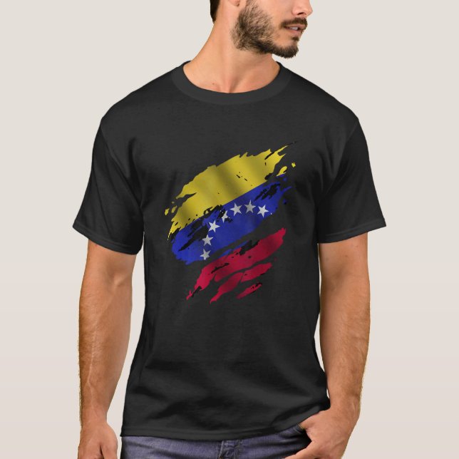 Proud Venezuelan Root Torn Ripped Venezuela Flag T Shirt (Framsida)