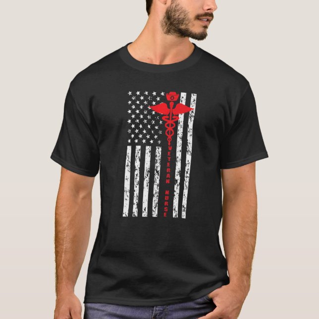 Proud Veteran Nurse US Flag Veteran Nursing  1 T Shirt (Framsida)