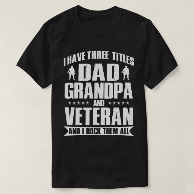 Proud Veteran, Pappa och Grandpa i Sten alla T Shirt (Design framsida)