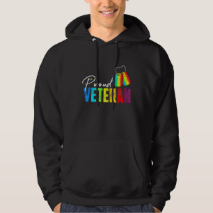 Proud Veteran Trans Military LGBTQ Rainbow Gay Pri Hoodie