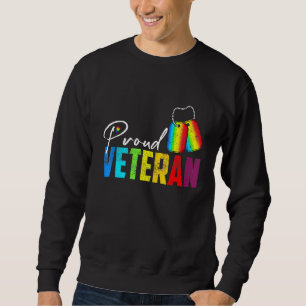 Proud Veteran Trans Military LGBTQ Rainbow Gay Pri Lång Ärmad Tröja