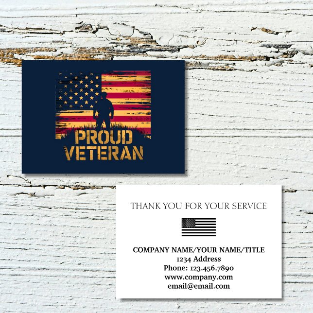 Proud Veteran US Flag Company Thank You Tack Kort (Proud Veteran US Flag Company Thank You Card)
