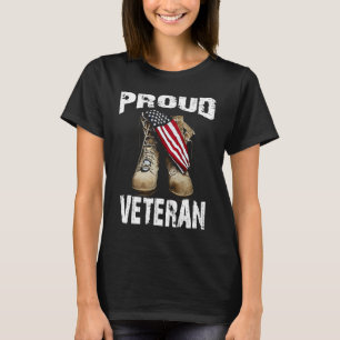 Proud Veteran US Patriotic Combat Boots Gift T Shirt