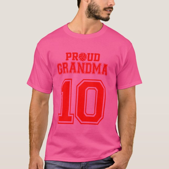 Proud Volleyball Grandma Number 10 R T Shirt (Framsida)