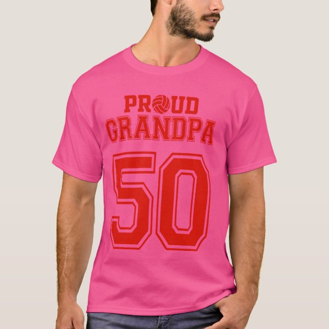 Proud Volleyball Grandpa nummer 50 R T Shirt (Framsida)