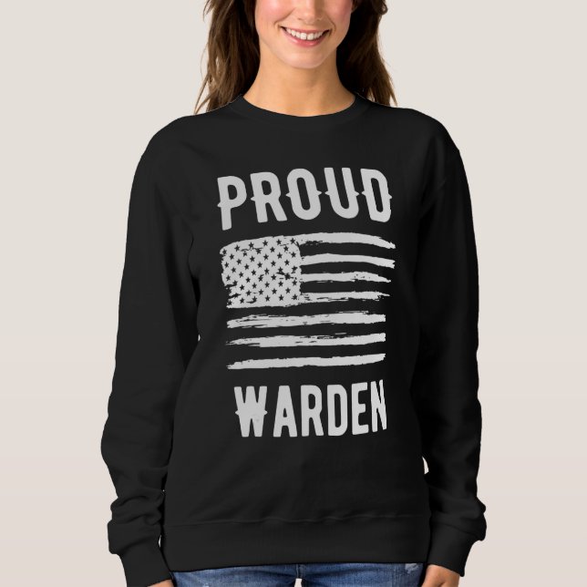 Proud Warden Profession American Flag T Shirt (Framsida)