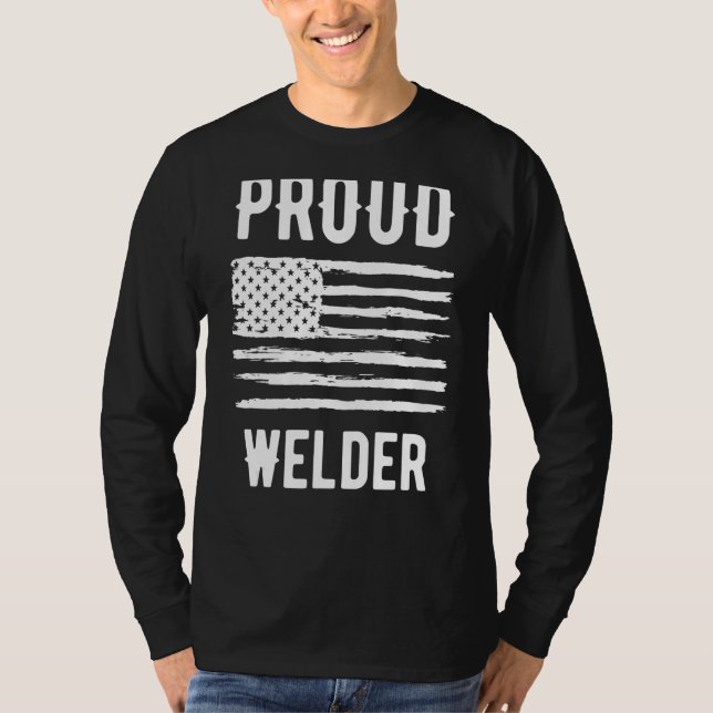 Proud Welder Profession American Flag T Shirt (Framsida)