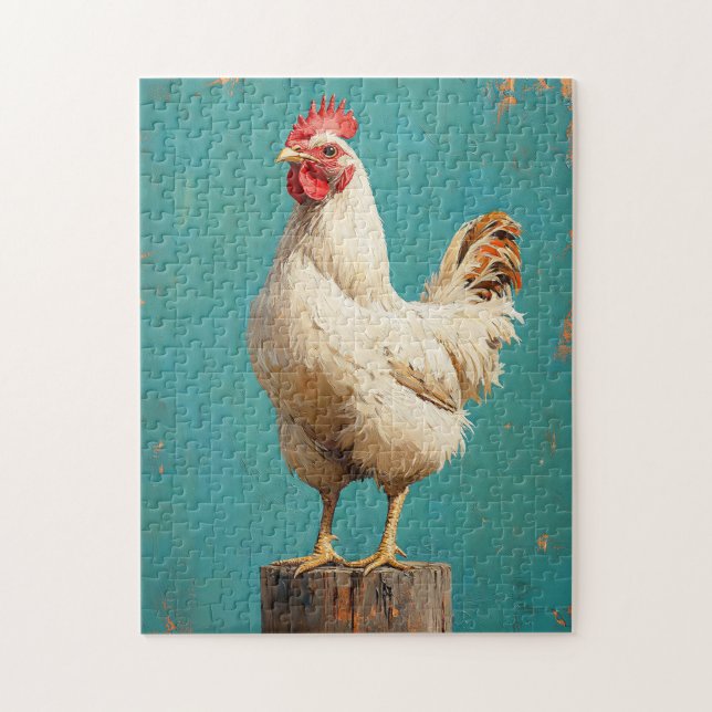 Proud White Chicken Pussel (Vertikal)