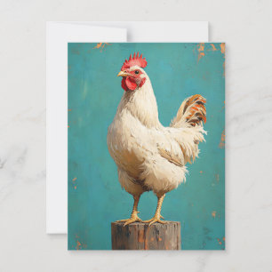 Proud White Chicken Vykort
