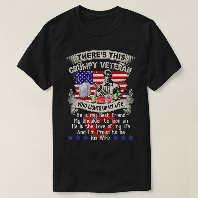 Proud Wife of Grumpy Veteran  T Shirt (Design framsida)