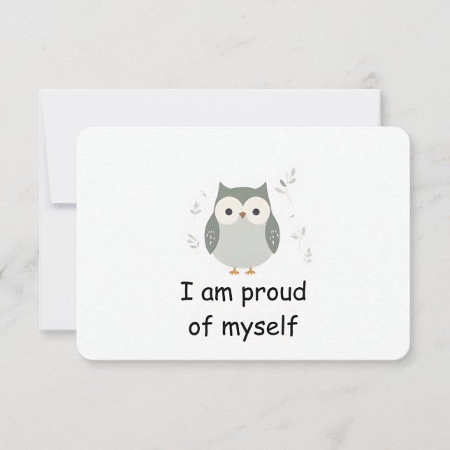 Proud Wise Uggla Woodland Animal Affirmation Card Inbjudningar (Framsida)