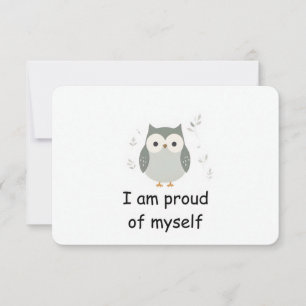 Proud Wise Uggla Woodland Animal Affirmation Card Inbjudningar