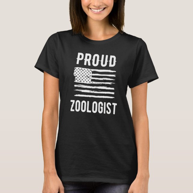 Proud Zoologist Profession American Flag Premium T Shirt (Framsida)