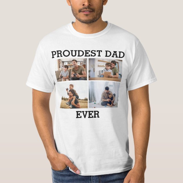 Proudest pappa någonsin Far Photo Collage Bild T Shirt (Framsida)