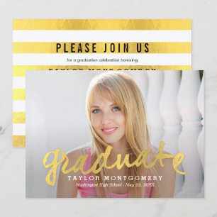 Proudly Brushed Studenten-meddelande - Guld Inbjudningar