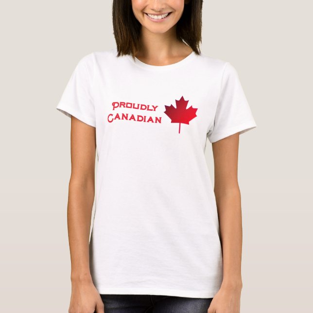 Proudly Canadian. Maple Leaf. T-Shirt (Framsida)
