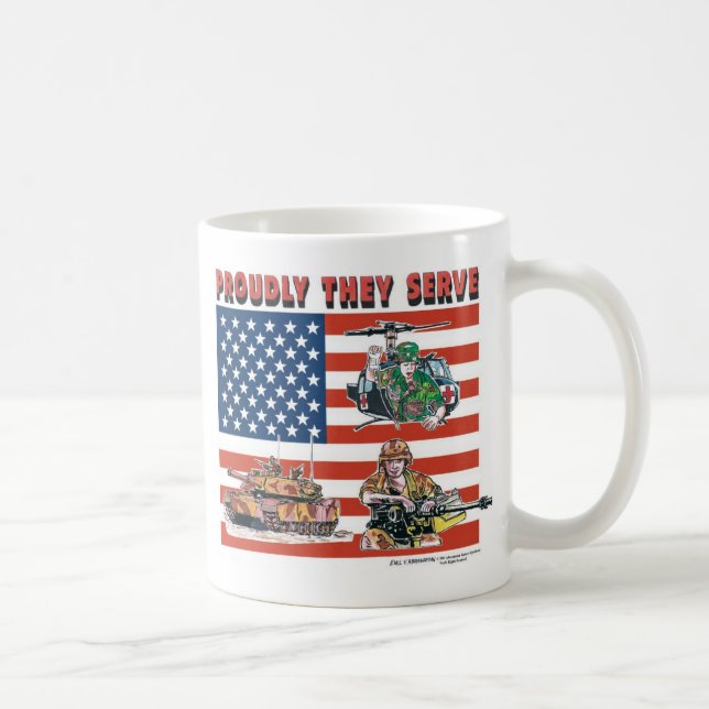 Proudly tjänar som de kaffemugg (Höger)
