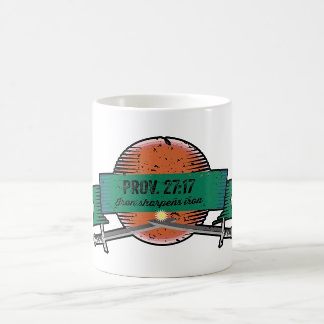 Prov. 27:17 Järn Sharpens Järn Grunge-version Kaffemugg (Center)