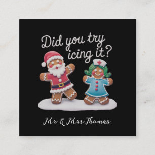 Prova du med det? Funny Gingerbröd Nurse Fyrkantigt Visitkort