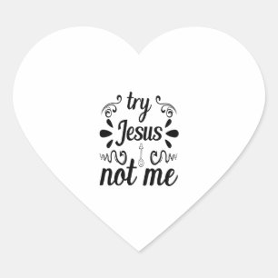 Prova Jesus inte mig Hjärtformat Klistermärke