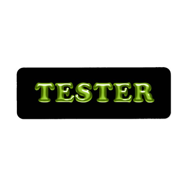 Prova mig Grönt Black 3D Tester Sample Contanter Returadress Etikett (Framsidan)
