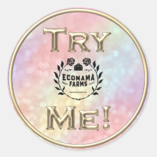 Prova mig Logotyp Golden Tester Prova Holographic Runt Klistermärke