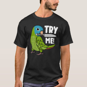 Prova mig Parrot med Knivar I-blått krökt konst T Shirt