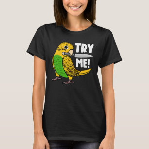 Prova mig Parrot med Knivar I Gult Budgie Budgerig T Shirt