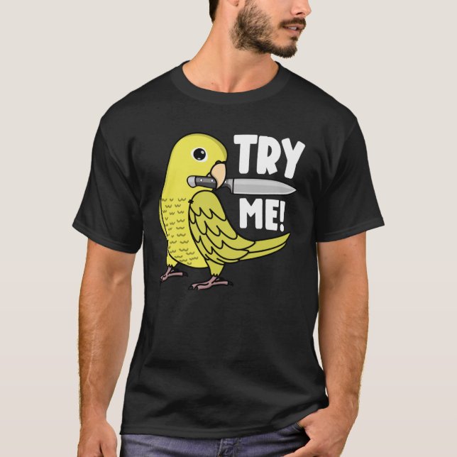 Prova mig Parrot med Knivar I Gult Parrotlet T Shirt (Framsida)