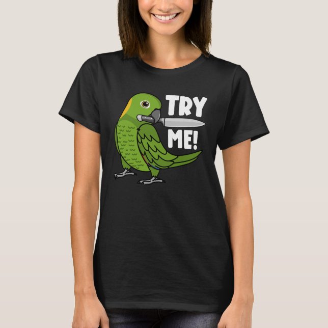 Prova mig Parrot med Knivar I-Gulten Amazon T Shirt (Framsida)