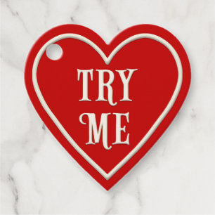 "Prova mig" Red Heart Personlig Valentine Day Gåvor Etiketter