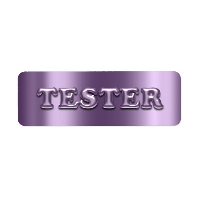 Prova mig Violet Lila 3D Tester Sample Contanter Returadress Etikett (Framsidan)